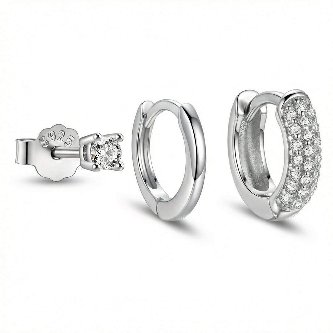 Sterling Silver Earring Set in 18K Gold Vermeil. No green marks, perfect for daily wear.