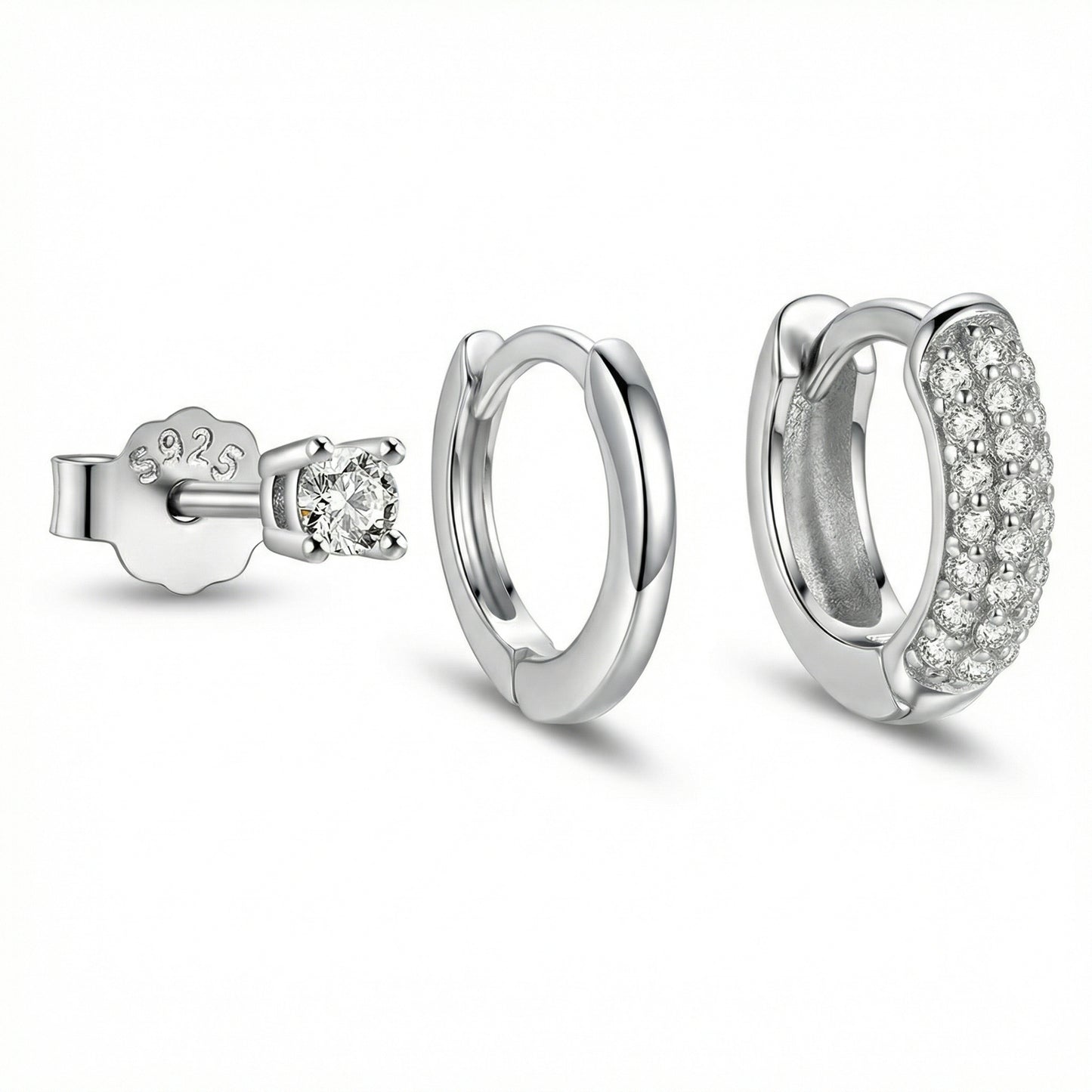 Sterling Silver Earring Set in 18K Gold Vermeil. No green marks, perfect for daily wear.