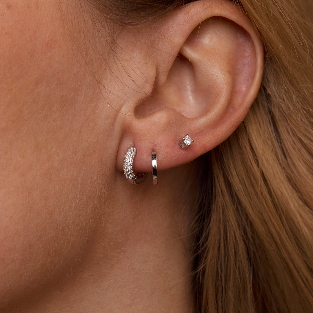Macro detail of the Sterling Silver Earring Set showcasing craftsmanship in 18K Gold Vermeil. No green marks, handmade.