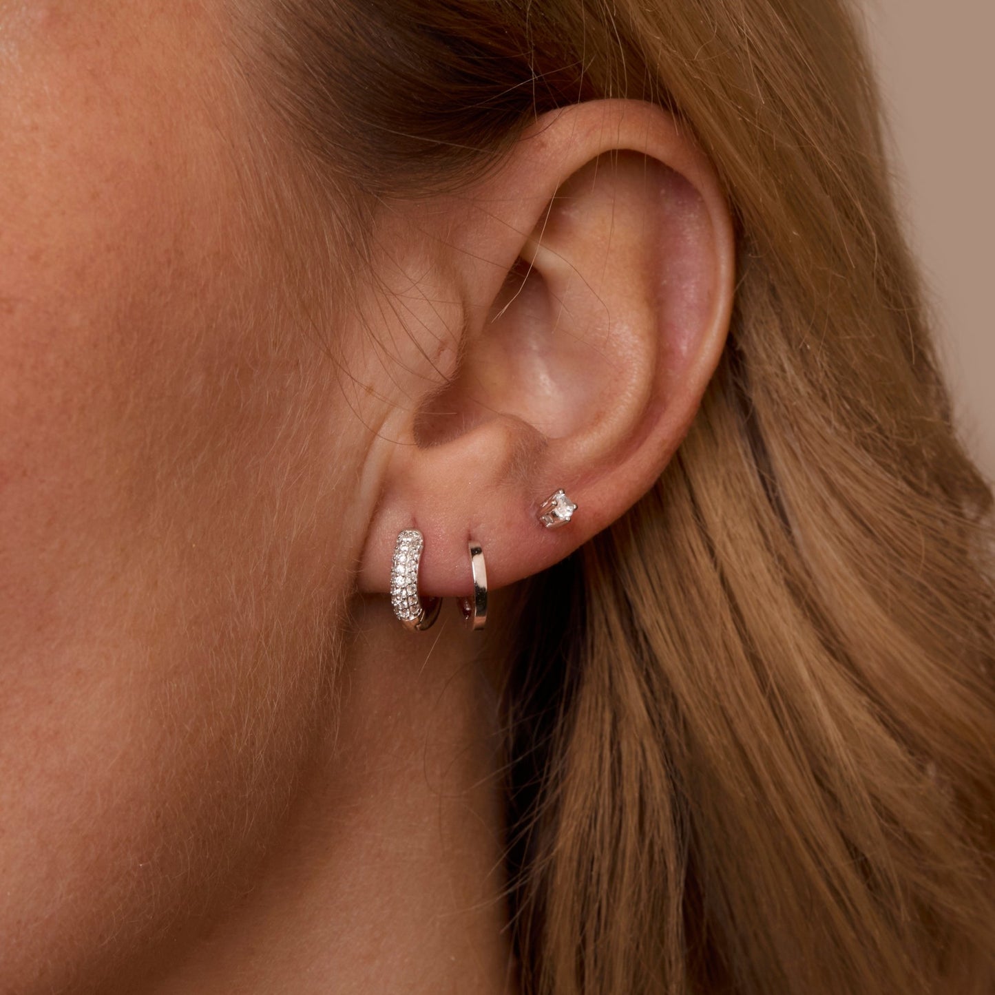 Close detail of the Sterling Silver Earring Set in 18K Gold Vermeil. Tarnish-resistant, premium handmade jewelry.