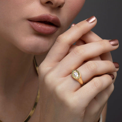 The Sun Star Diamond Signet Ring as a graduation gift in 18K Gold Vermeil. Tarnish-resistant, made for keeping.
