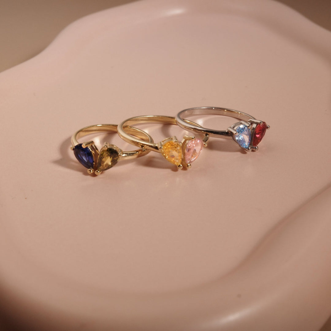 The Teardrop Birthstone Ring worn in 18K Gold Vermeil — refined accessory for women. Hypoallergenic, no green marks.