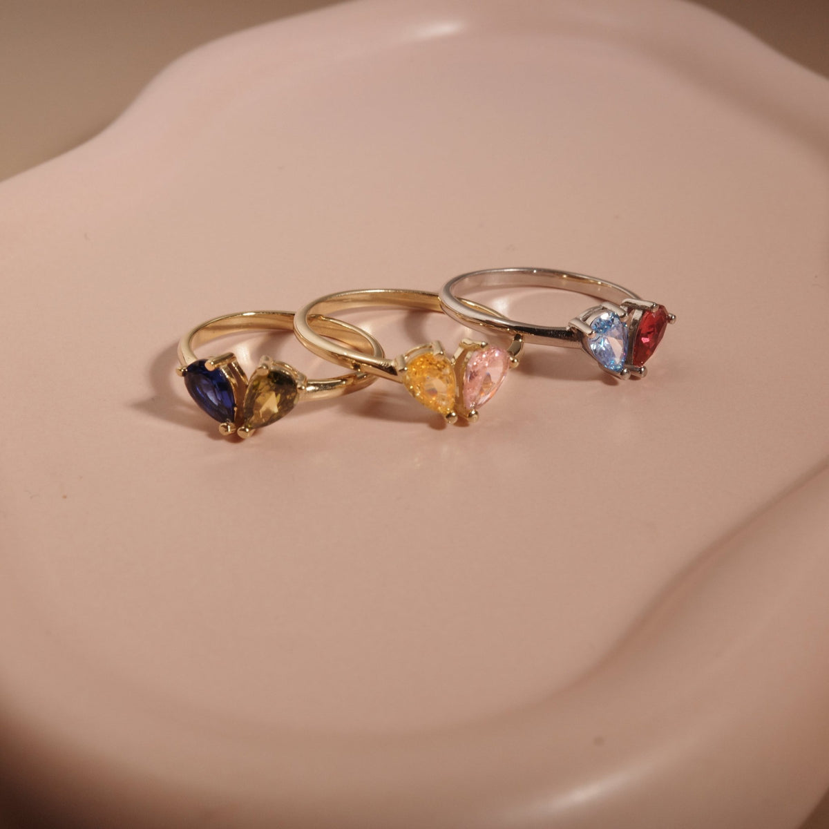 The Teardrop Birthstone Ring worn in 18K Gold Vermeil — refined accessory for women. Hypoallergenic, no green marks.