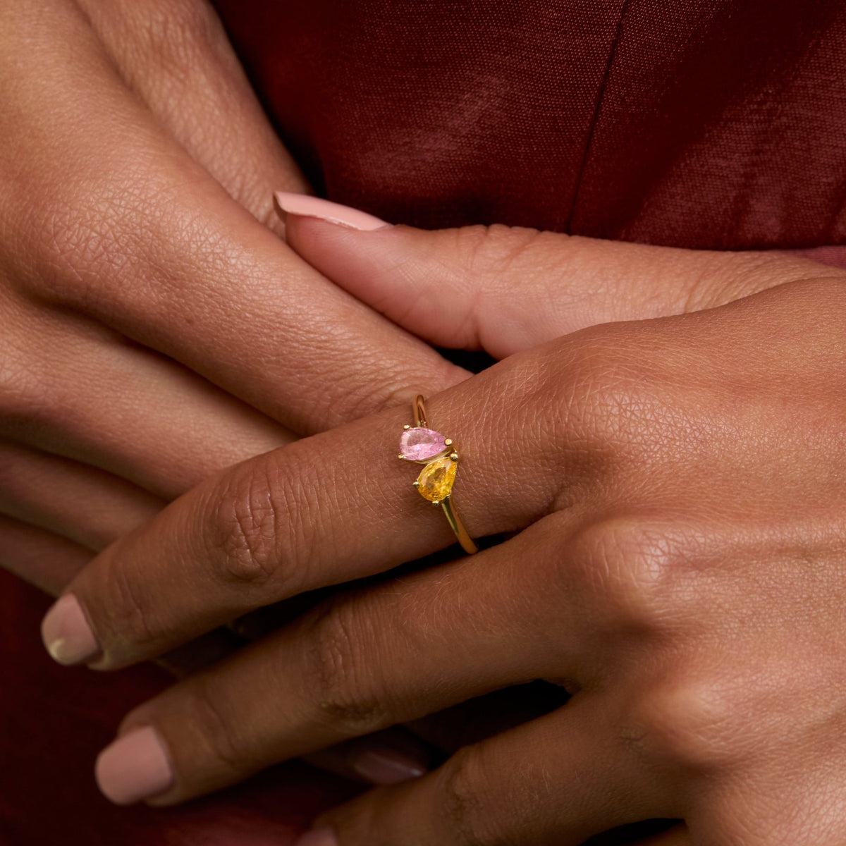 Teardrop Birthstone Ring as a thoughtful birthday gift in 18K Gold Vermeil with Birthstone. Hypoallergenic, no green marks.