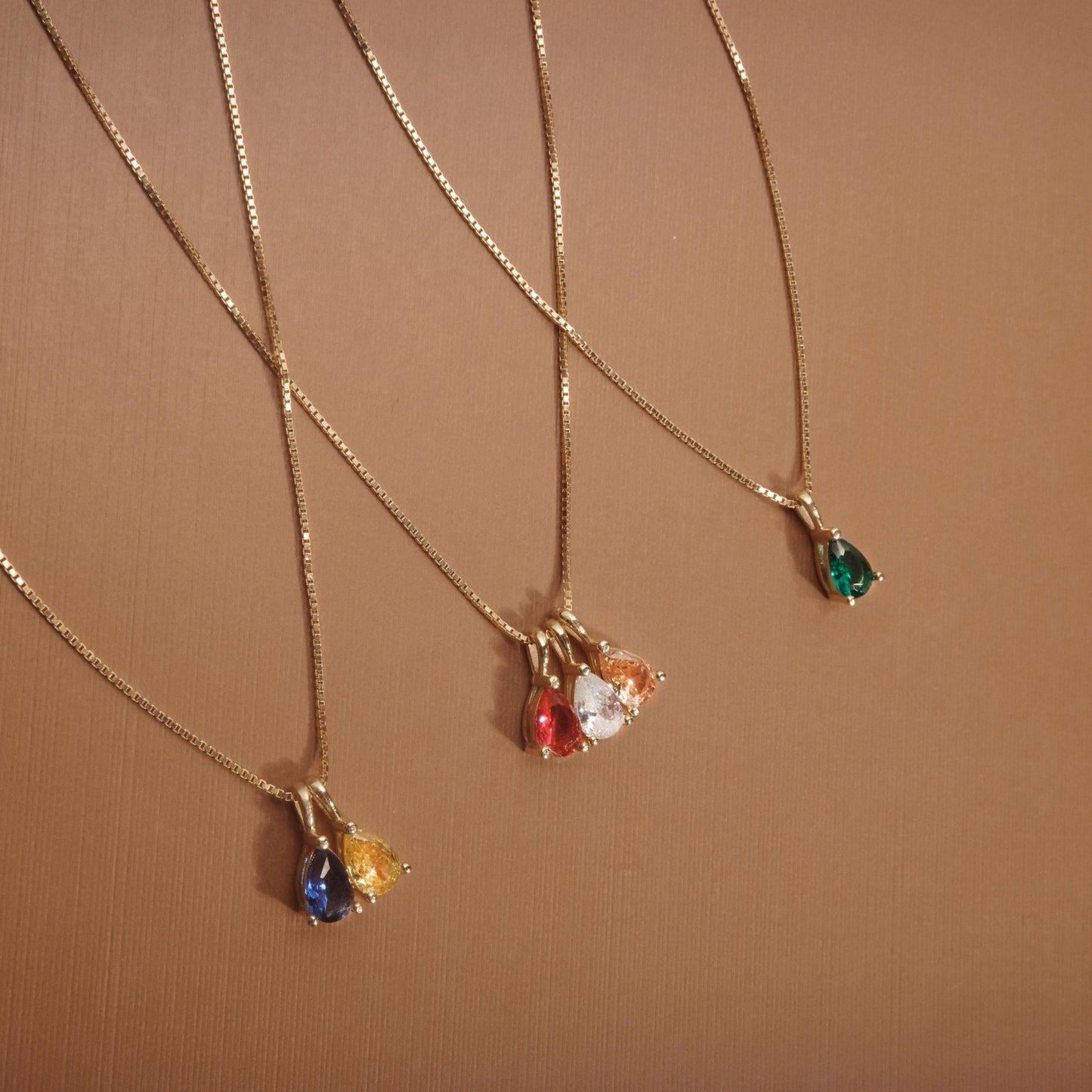 Teardrop Birthstone Necklace in 18K Gold Vermeil — luxury handmade jewelry. Tarnish-resistant, perfect daily wear.