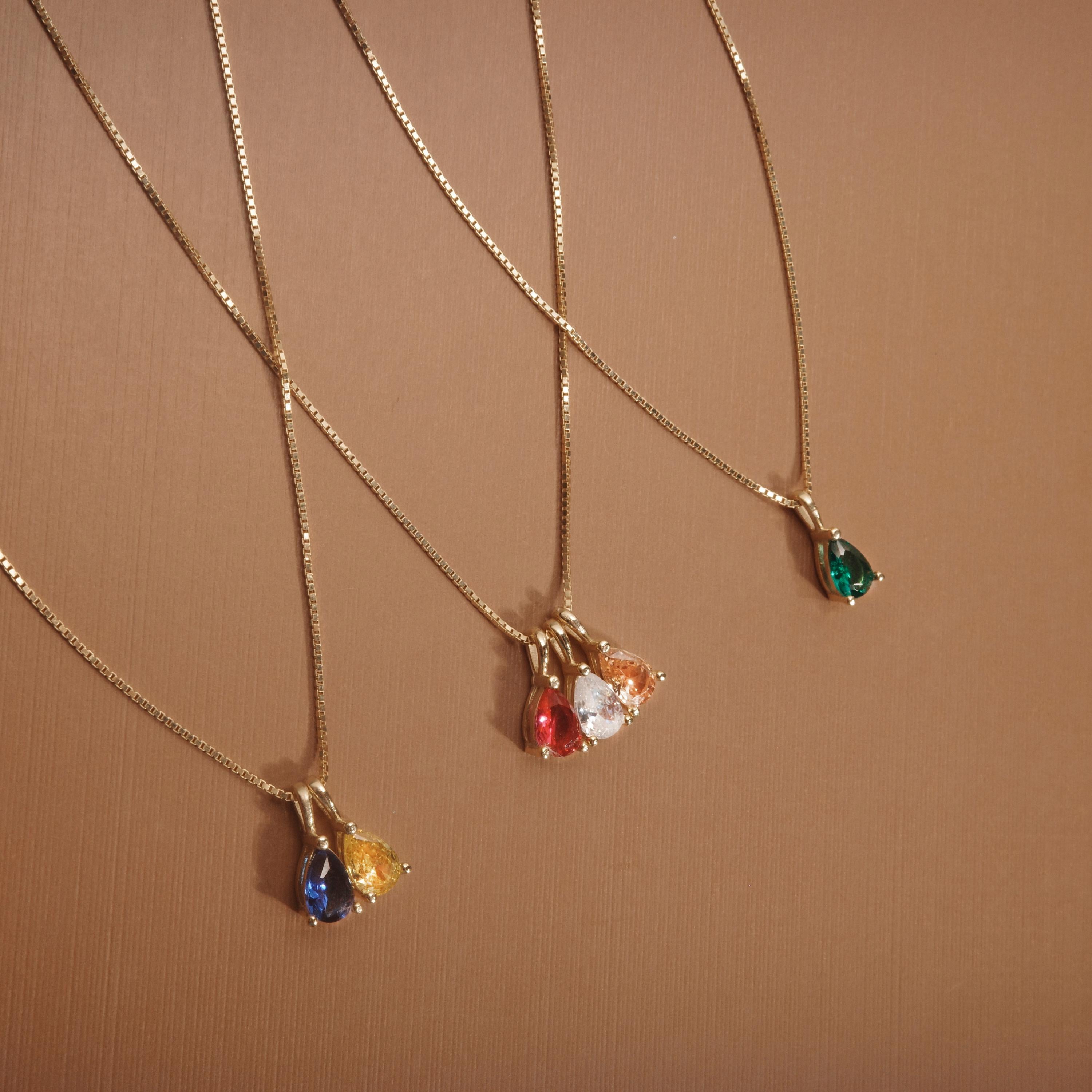 Teardrop Birthstone Necklace in 18K Gold Vermeil — luxury handmade jewelry. Tarnish-resistant, perfect daily wear.