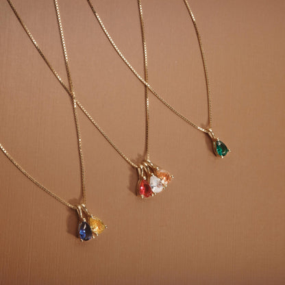Teardrop Birthstone Necklace in 18K Gold Vermeil — luxury handmade jewelry. Tarnish-resistant, perfect daily wear.