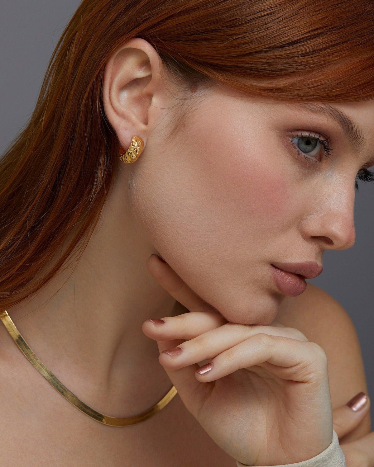 Textured Hinged Huggie Hoop Earrings in Glamour Jewelry House gift box — 18K Gold Vermeil graduation gift. No green marks.
