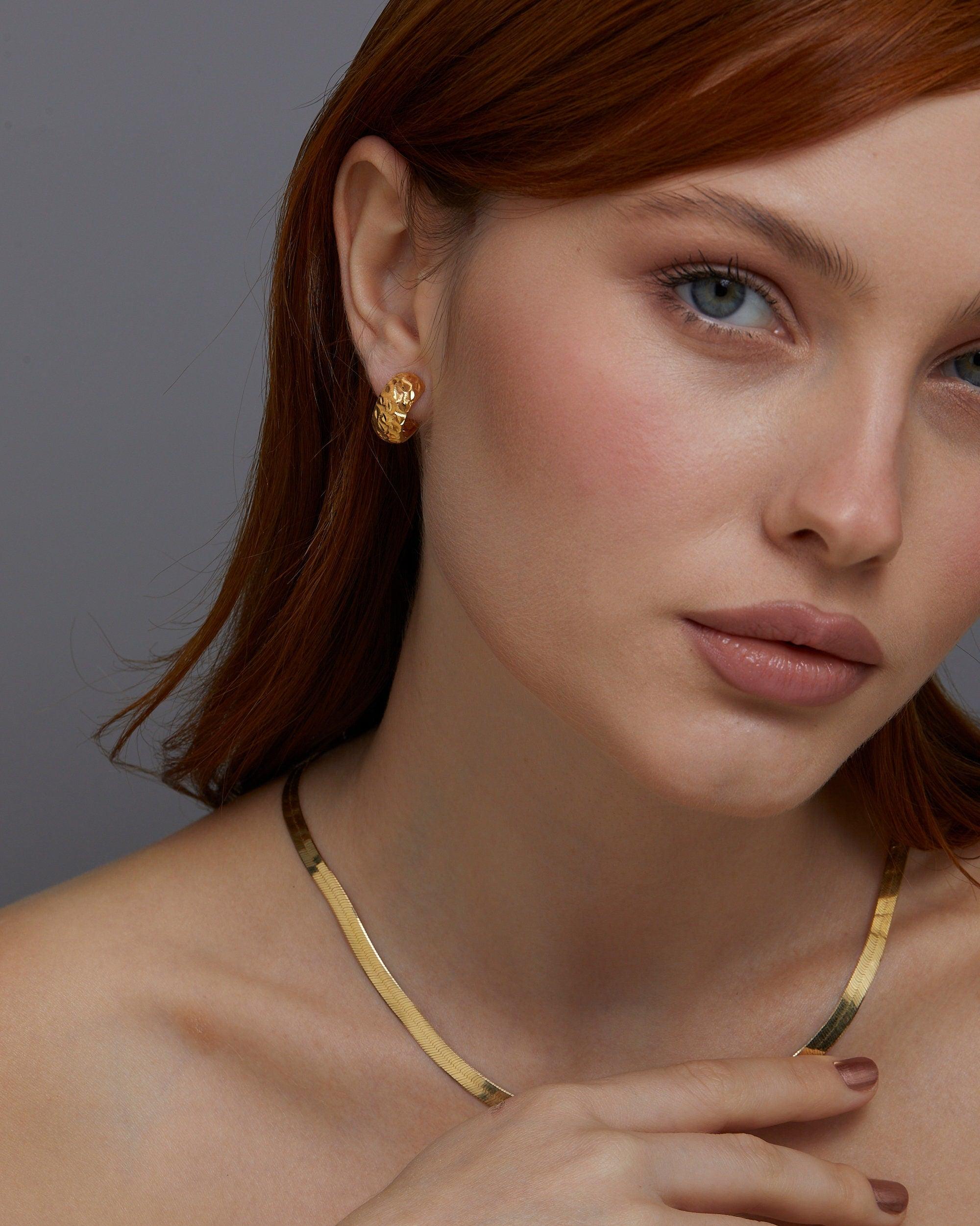 The Textured Hinged Huggie Hoop Earrings as a graduation gift in 18K Gold Vermeil. Tarnish-resistant, made for keeping.