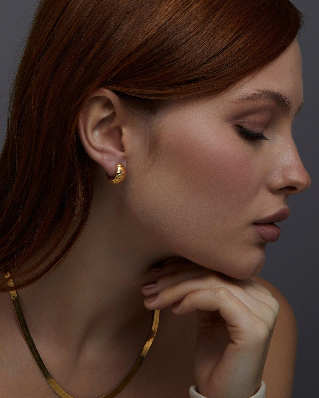 Textured Huggie Earrings as a thoughtful birthday gift in 18K Gold Vermeil. Hypoallergenic for sensitive ears.