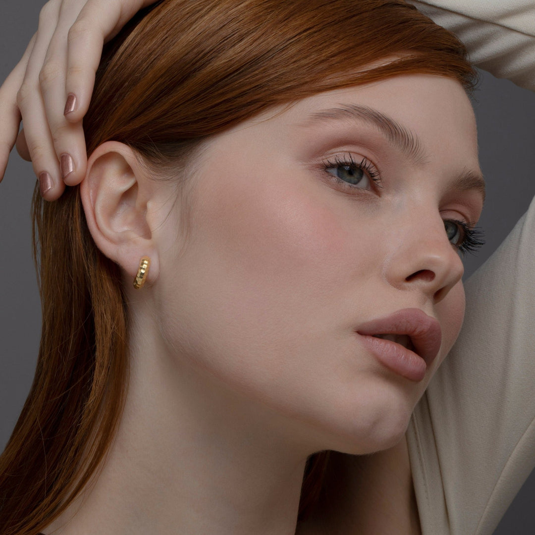 The Textured Huggie Hoop Earrings as a graduation gift in 18K Gold Vermeil. Tarnish-resistant, made for keeping.
