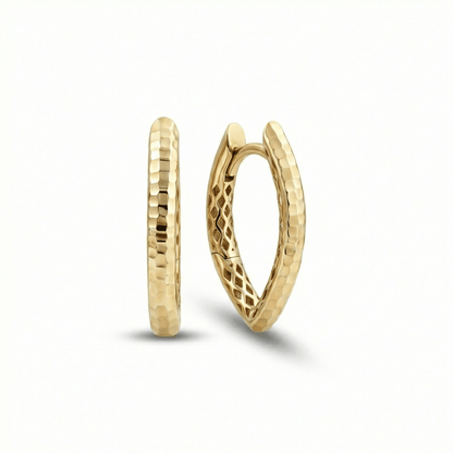 Textured Statement Hoop Earring in 18K Gold Vermeil. No green marks, perfect for daily wear.