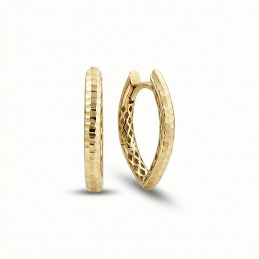 Textured Statement Hoop Earring in 18K Gold Vermeil. No green marks, perfect for daily wear.