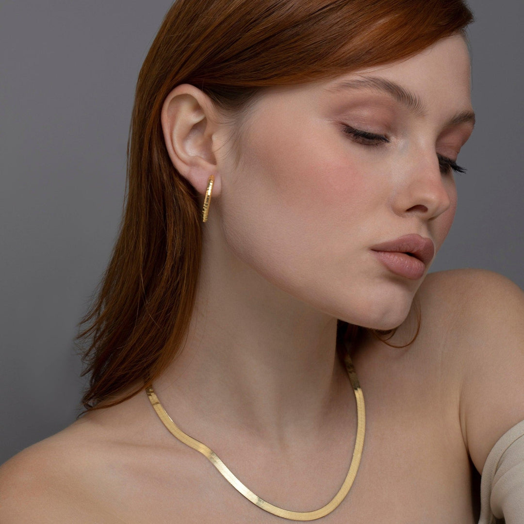 The Textured Statement Hoop Earring as a graduation gift in 18K Gold Vermeil. Tarnish-resistant, made for keeping.
