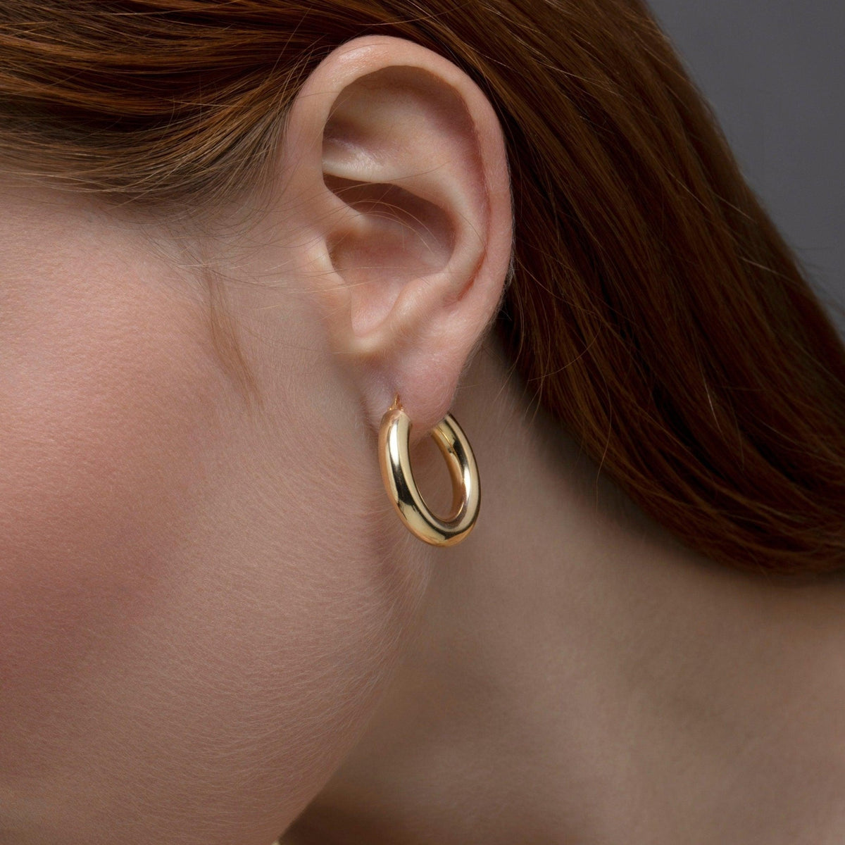 Thick Hoop Earrings as a thoughtful birthday gift in 18K Gold Vermeil. Hypoallergenic for sensitive ears.