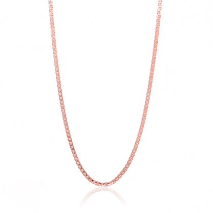 Rose gold traversino chain necklace, 2.5 mm flat mariner link chain on white background