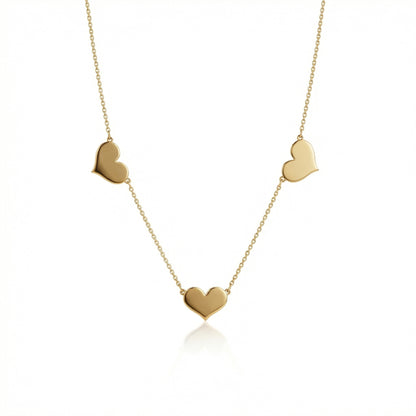 Triple Heart Necklace in 18K Gold Vermeil. Tarnish-resistant, perfect for daily wear.