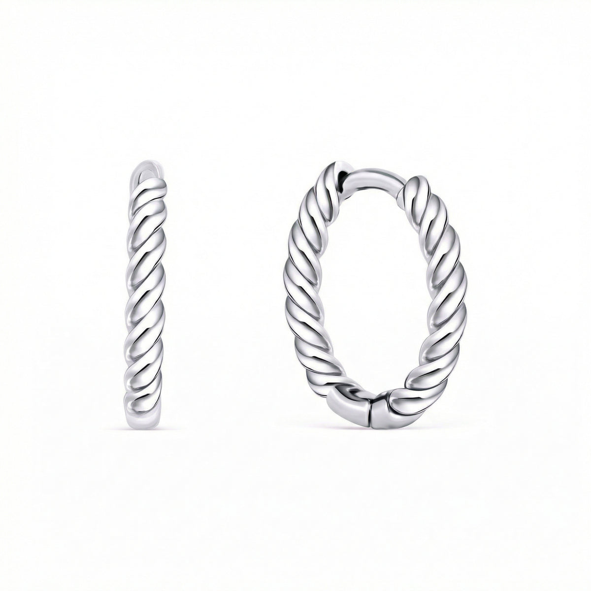 Twisted Rope Hoop Earrings in 18K Gold Vermeil. No green marks, perfect for daily wear.