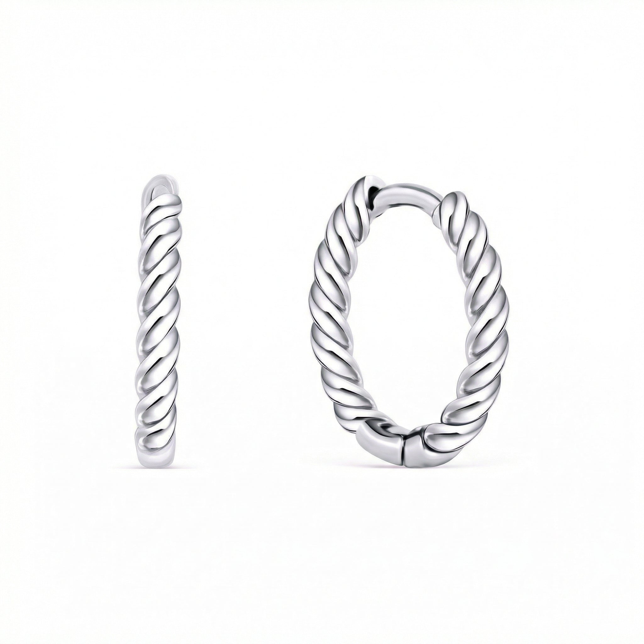 Twisted Rope Hoop Earrings in 18K Gold Vermeil. No green marks, perfect for daily wear.