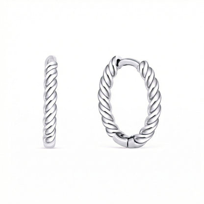 Twisted Rope Hoop Earrings in 18K Gold Vermeil. No green marks, perfect for daily wear.