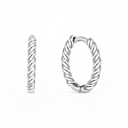 Twisted Rope Hoop Earrings in 18K Gold Vermeil. No green marks, perfect for daily wear.