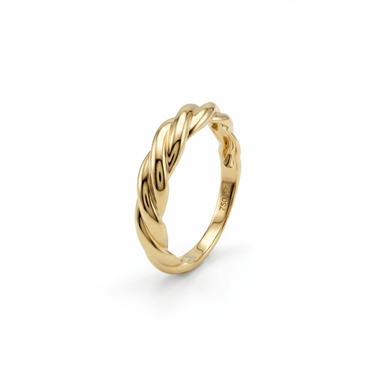 Twisted Rope Stackable Ring in 18K Gold Vermeil. Tarnish-resistant, perfect for daily wear.