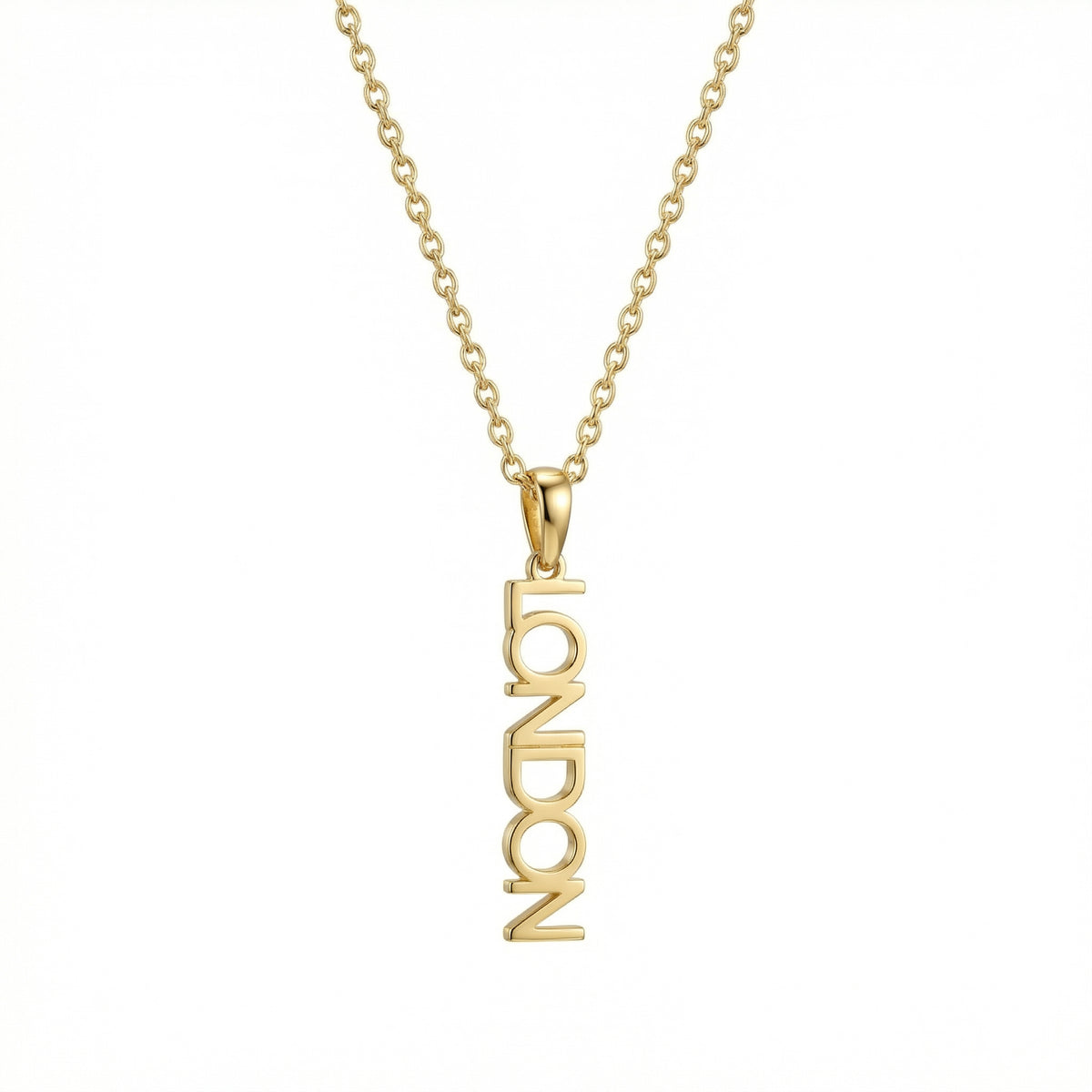 Vertical Name Necklace in 18K Gold Vermeil. Tarnish-resistant, perfect for daily wear.
