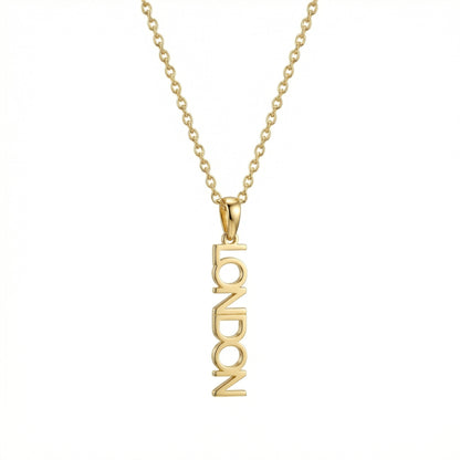 Vertical Name Necklace in 18K Gold Vermeil. Tarnish-resistant, perfect for daily wear.