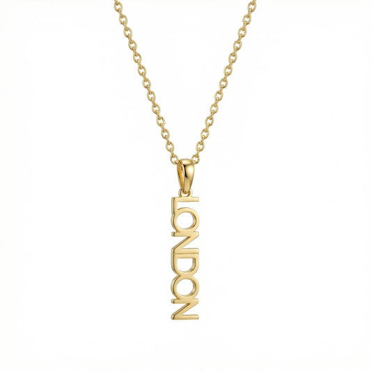 Vertical Name Necklace in 18K Gold Vermeil. Tarnish-resistant, perfect for daily wear.