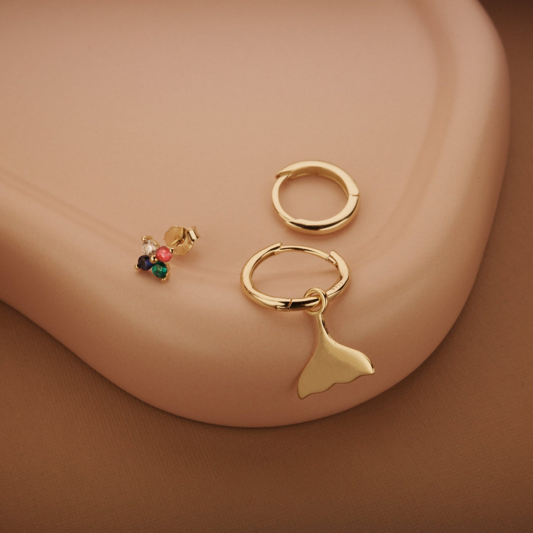 The Whale Tail Rainbow Stud Combo Earring Set as a graduation gift in 18K Gold Vermeil. Tarnish-resistant, made for keeping.